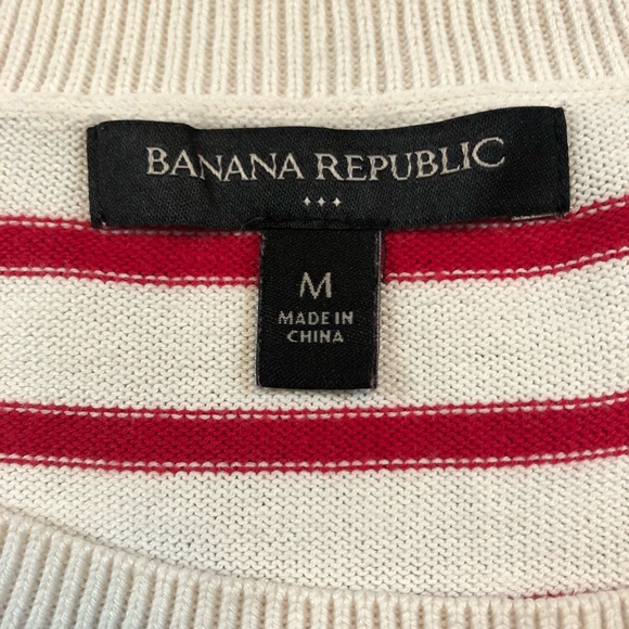 PARIS PLEASE Red White Striped Crew Neck Top M - Picture 3 of 4